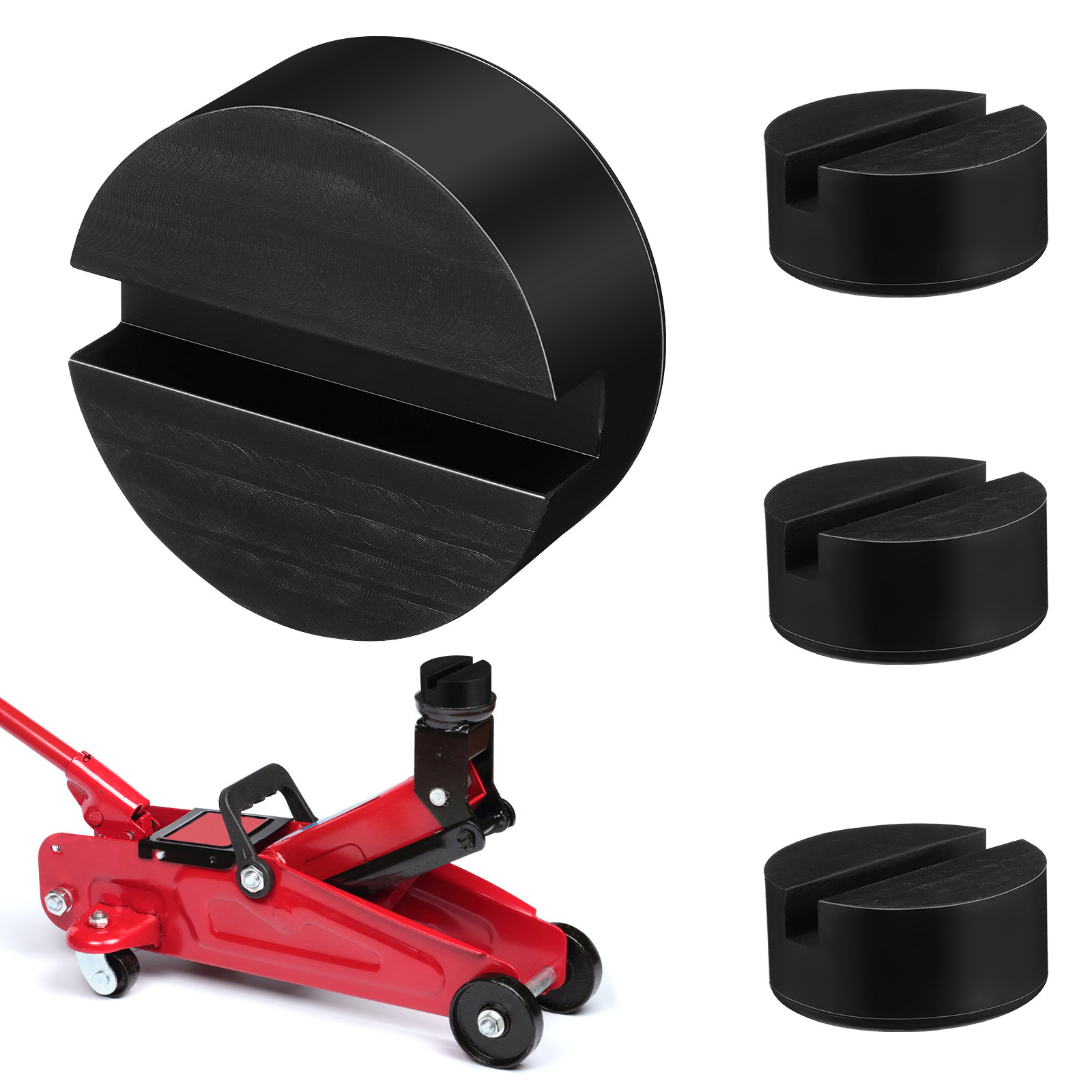 Car Jack - ジャッキパッド用ゴムブロック4個入り。安定性と安全性を備え、多機能で、自動車修理や建設現場での使用に最適。