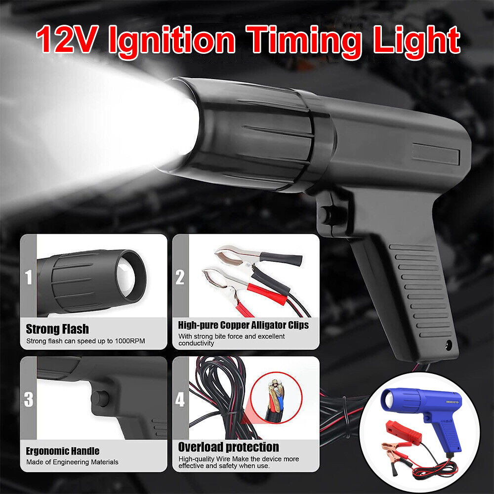 Timing Light Gun - 12V 車の点火タイミングライト誘導車のエンジン診断修復ツールタイミングガンストロボライト車オートバイアクセサリー