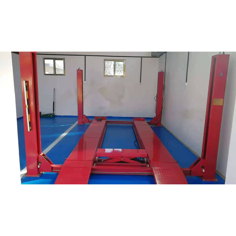 Car Lift - PrimeSelect CE安全認証取得済み、4トン対応、油圧式、自動解除機能付き、4本柱式カーリフト、手動解除機能付き、最大吊り上げ能力
